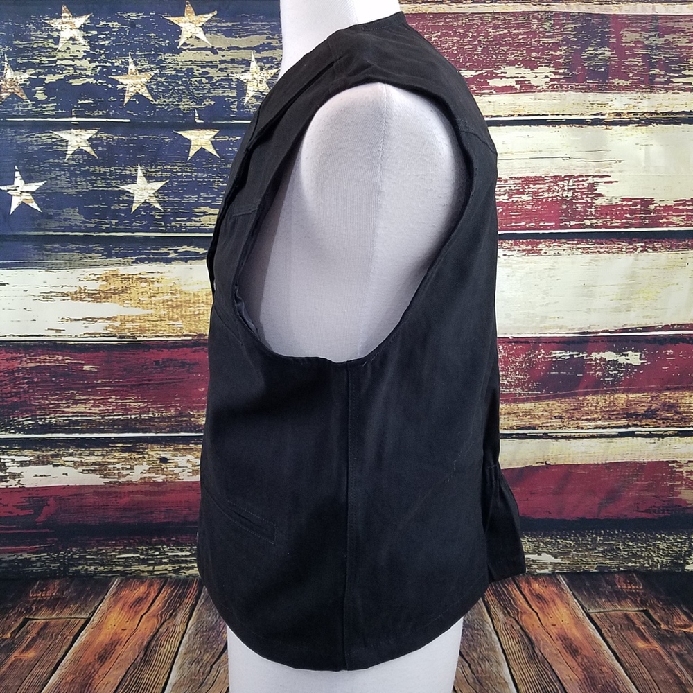 WYOMING TRADERS MENS BLACK BRONCO CANVAS VEST - Picture 4 of 8